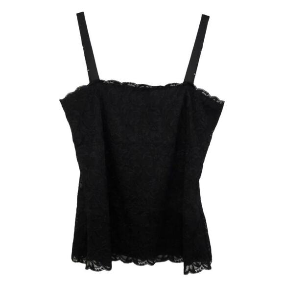 Coldwater Creek 90s Vintage Square Neck Black Lace Tank Small - Picture 1 of 7
